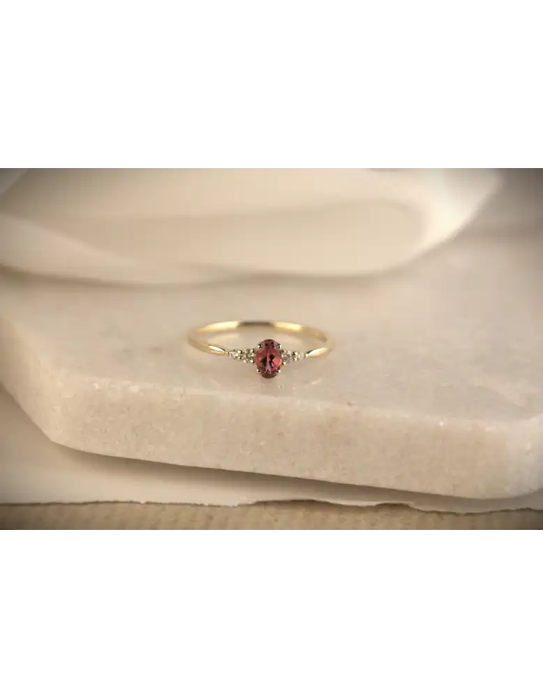 GG Briljant ring Lovo 0.07 crt H/Si + Pink Tourmaline